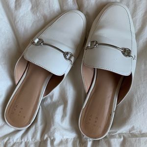 White slip-on mules
